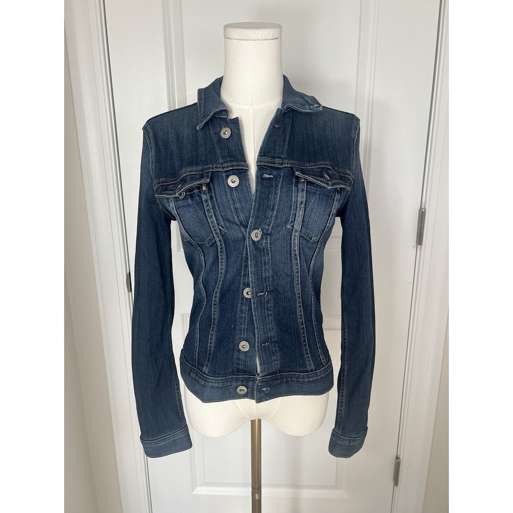 AG Adriano Goldschmied Women's Denim Jacket Blue Size Small Stretch